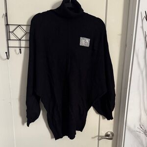 Sarah Chole Black Turtleneck Sweater with Logo Patch L